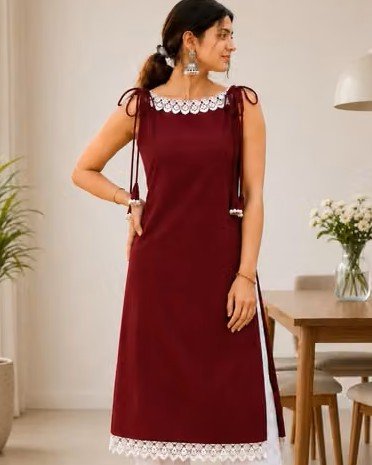 Maroon Rayon Kurti | Wholesale Just at ₹3999 - Image 3